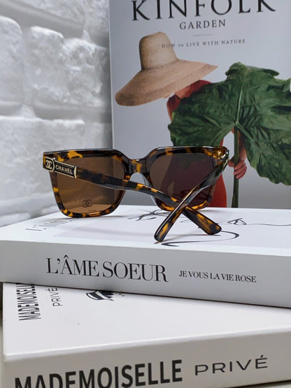 CHANEL SQUARE SUNGLASSES 632879 IN HAVANA ACETATE
