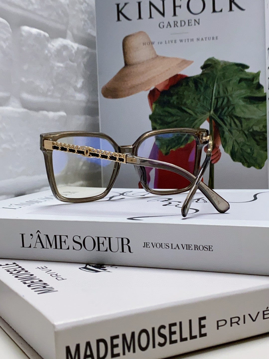CHANEL SQUARE SUNGLASSES 632881 IN GRAY CLEAR ACETATE