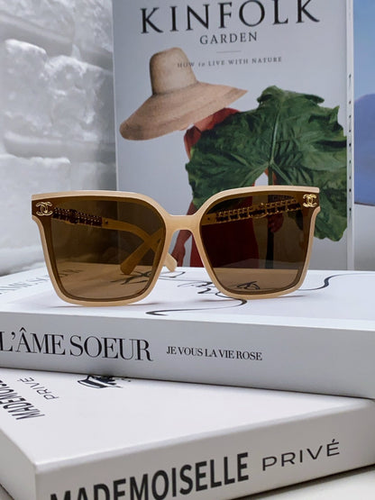 CHANEL SQUARE SUNGLASSES 632884 IN BEIGE CLEAR ACETATE