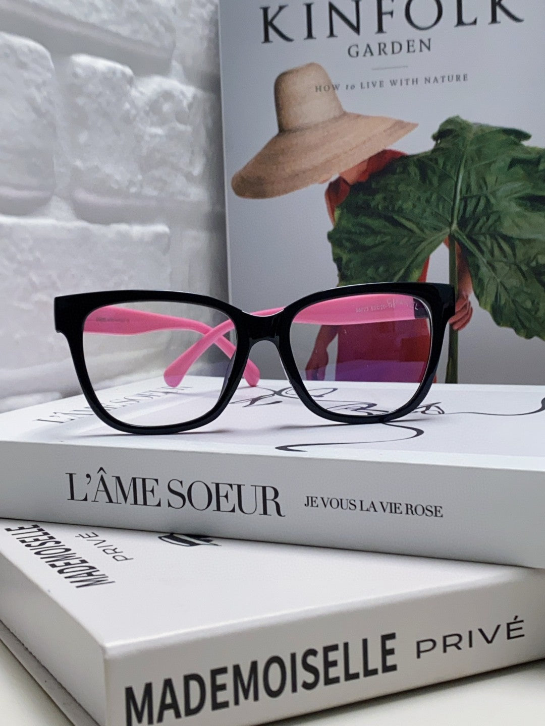 CHANEL SQUARE SUNGLASSES 632888 IN BLACK AND PINK ACETATE