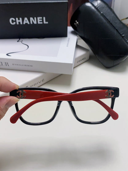 CHANEL SQUARE SUNGLASSES 632889 IN BLACK AND RED ACETATE