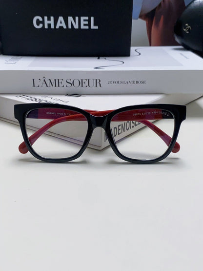 CHANEL SQUARE SUNGLASSES 632889 IN BLACK AND RED ACETATE