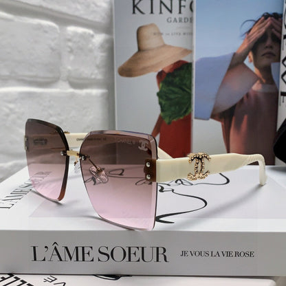 CHANEL SQUARE SUNGLASSES 632891 IN WHITE ACETATE BROWN LENSES