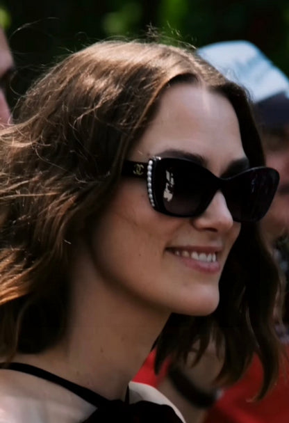 CHANEL CAT EYE SUNGLASSES 632701 IN BLACK ACETATE EMBOSSED PEARL