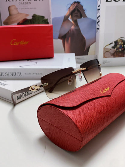 CARTIER RECTANGULAR FRAME SUNGLASSES 555890 IN METAL AND ACETATE