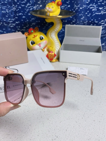 DIOR MONTAIGNE SUNGLASSES 560859 IN BEIGE ACETATE PINK SMOKE LENSES