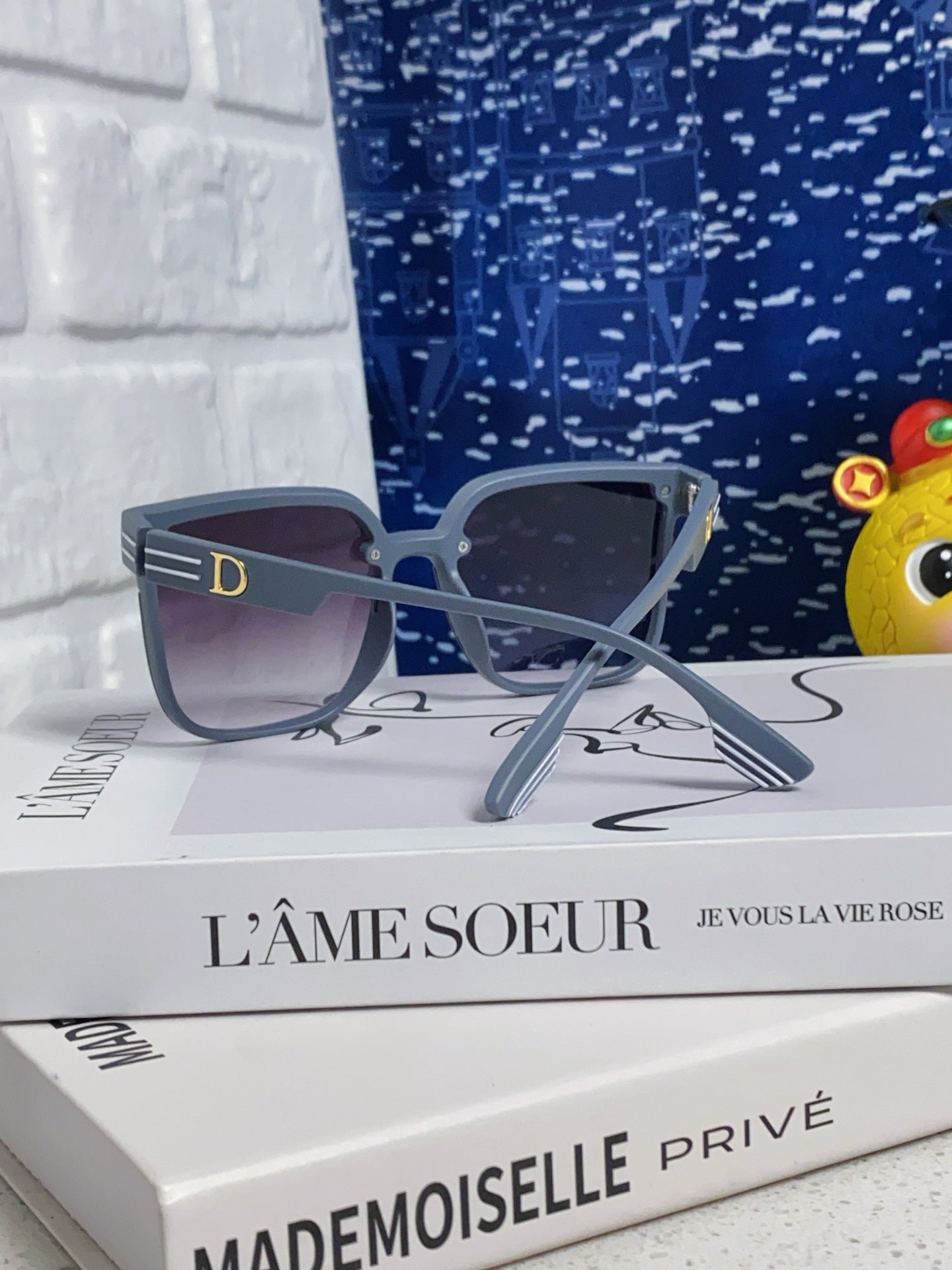 DIOR MONTAIGNE SUNGLASSES 560861 IN TAN BLUE ACETATE