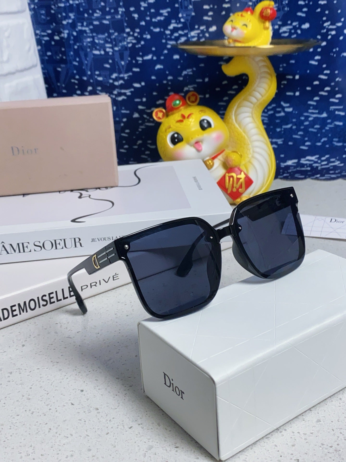 DIOR MONTAIGNE SUNGLASSES 560862 IN BLACK ACETATE