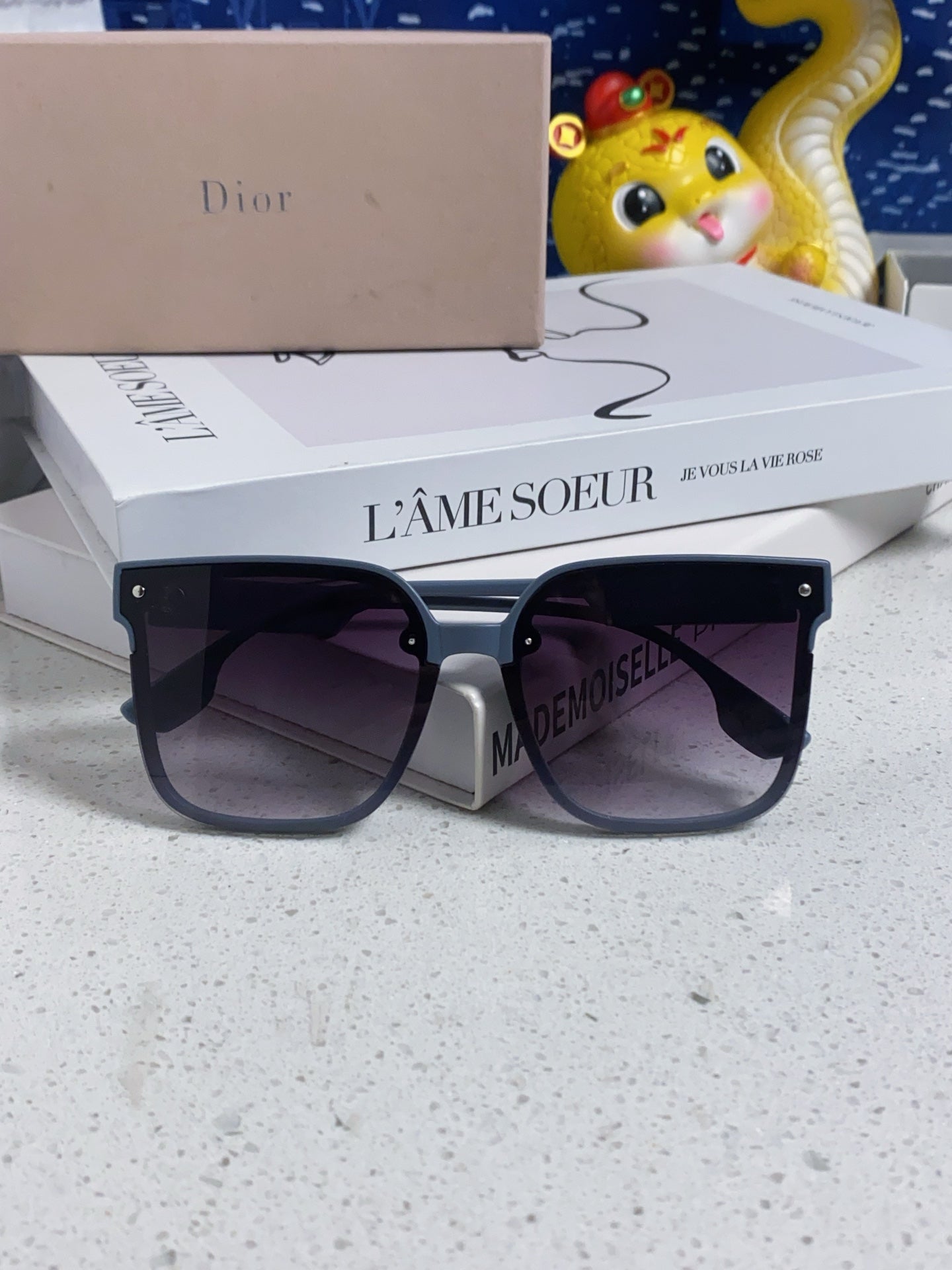 DIOR MONTAIGNE SUNGLASSES 560861 IN TAN BLUE ACETATE