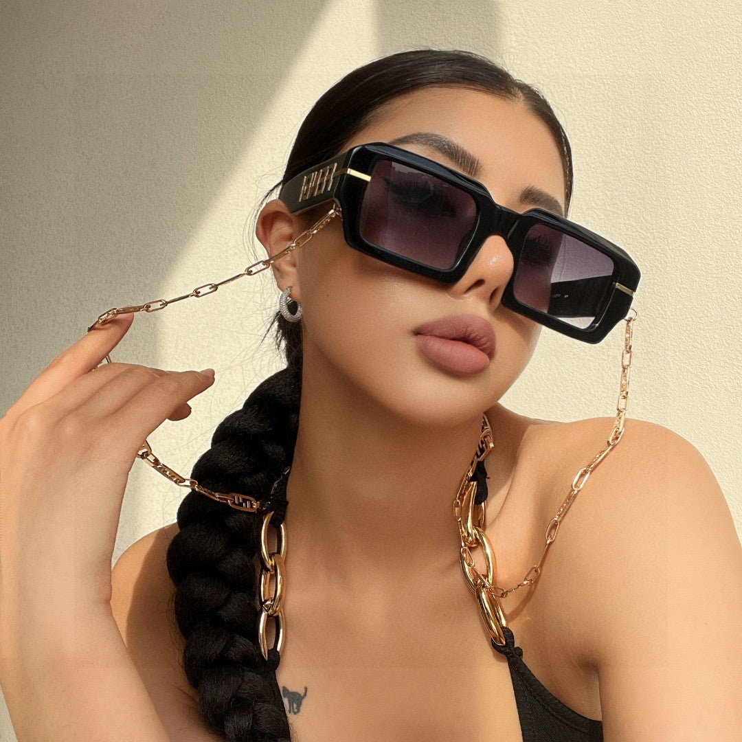 CARTIER SQUARE FRAME SUNGLASSES 522656 IN METAL AND WOODEN