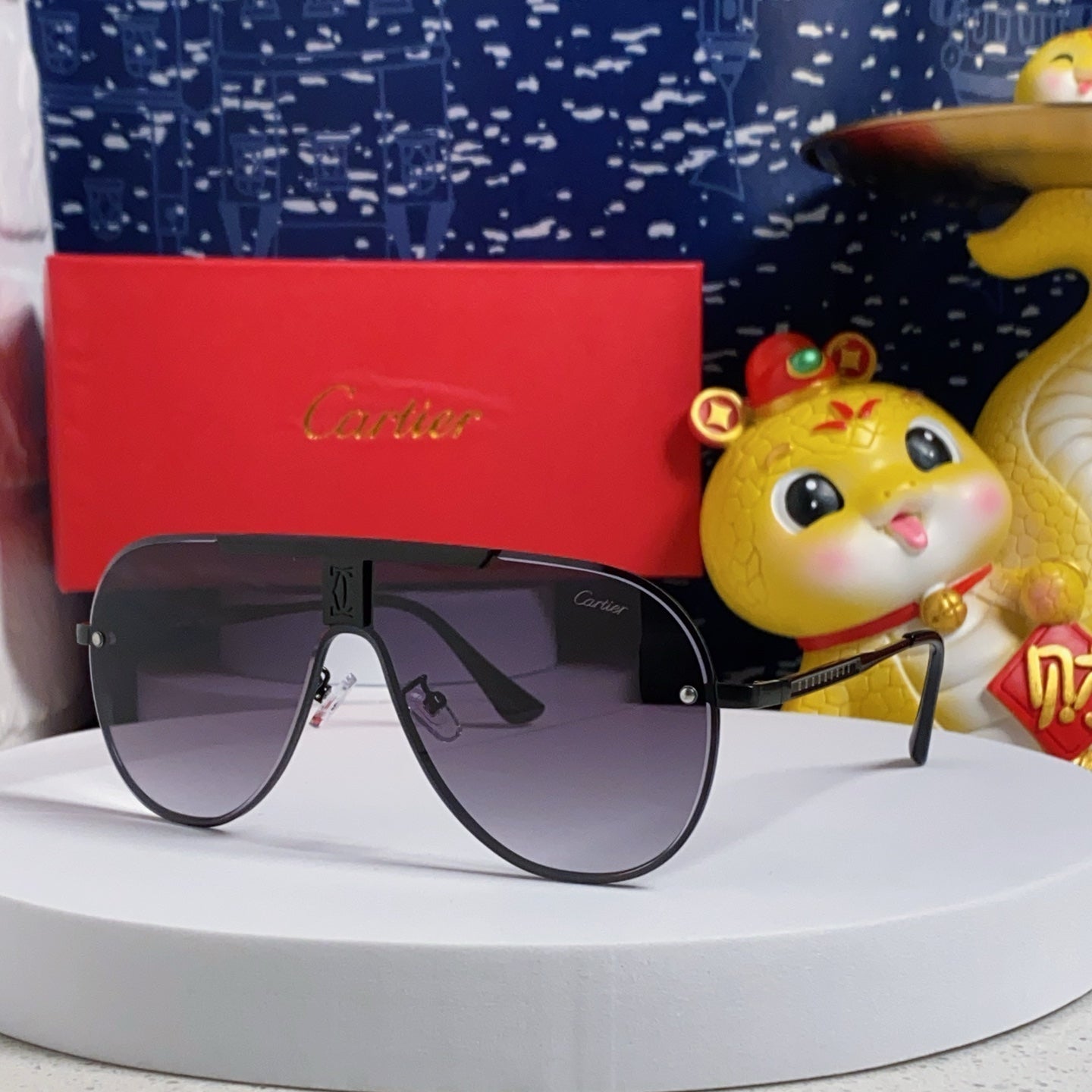 CARTIER SIGNATURE AVIATOR FRAME SUNGLASSES 563238 IN METAL