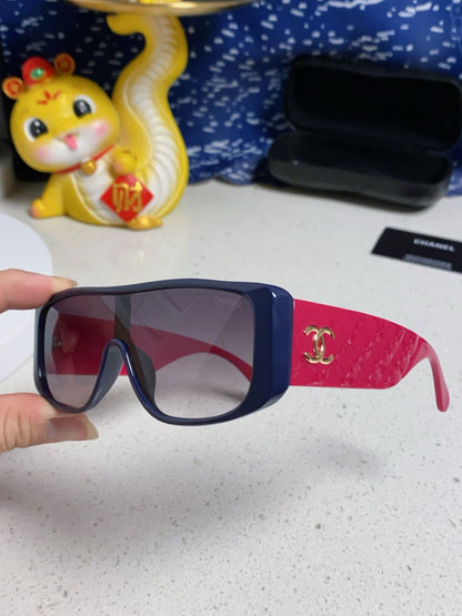 CHANEL SQUARE SUNGLASSES 641780 IN BLUE ACETATE PINK FRAME