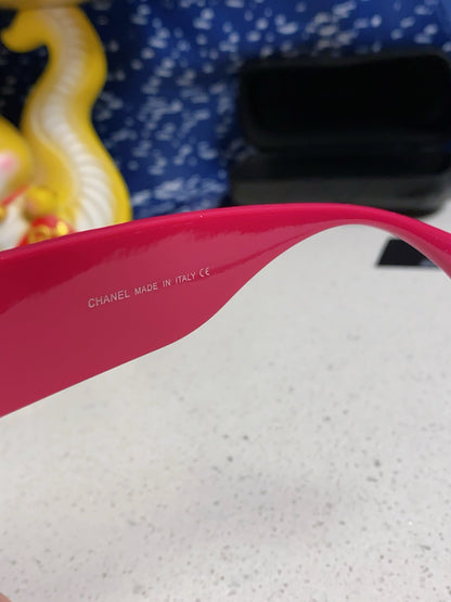 CHANEL SQUARE SUNGLASSES 641780 IN BLUE ACETATE PINK FRAME