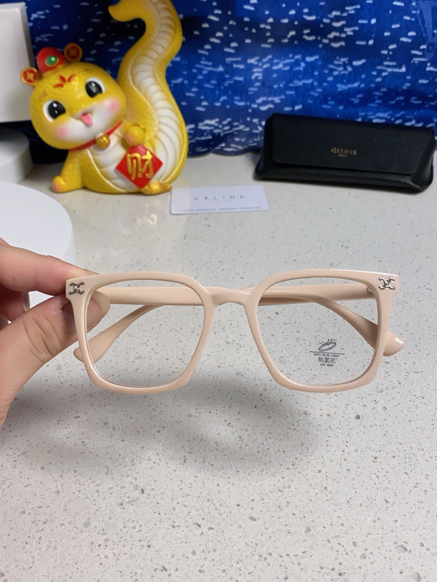 CELINE TRIOMPHE SUNGLASSES 563252 IN NUDE ACETATE