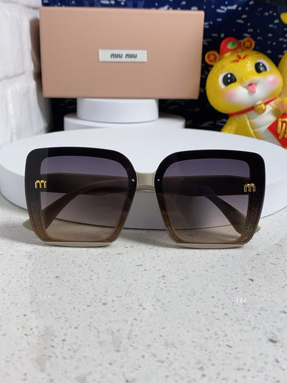 MIU MIU RUNWAY SQUARE SUNGLASSES 563196 IN BEIGE ACETATE