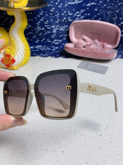MIU MIU RUNWAY SQUARE SUNGLASSES 563196 IN BEIGE ACETATE