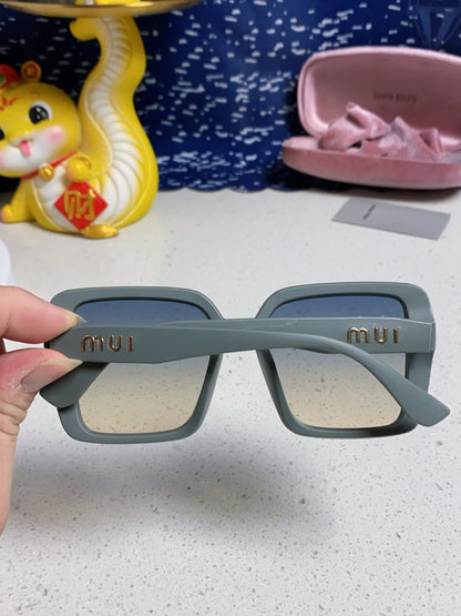 MIU MIU RUNWAY SQUARE SUNGLASSES 563197 IN TAN BLUE ACETATE