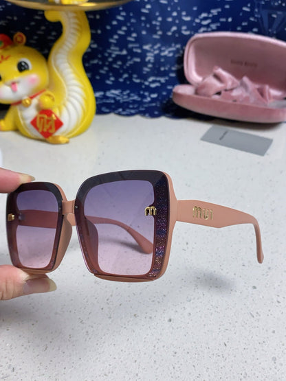 MIU MIU RUNWAY SQUARE SUNGLASSES 563198 IN TAN ROSE ACETATE
