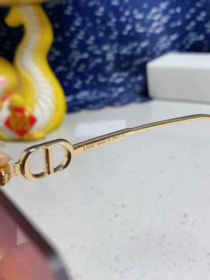 DIOR MONTAIGNE SUNGLASSES 563191 IN GOLD METAL PINK SMOKE LENSES