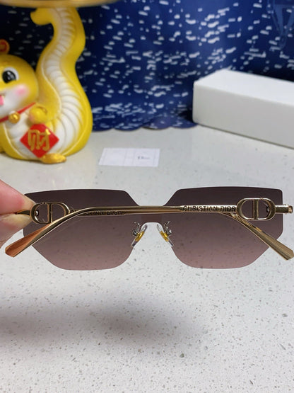DIOR MONTAIGNE SUNGLASSES 563192 IN GOLD METAL BROWN SMOKE LENSES