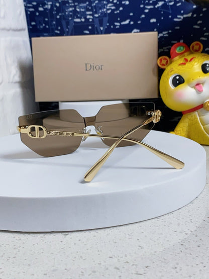DIOR MONTAIGNE SUNGLASSES 563193 IN GOLD METAL BROWN LENSES