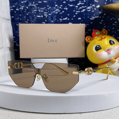 DIOR MONTAIGNE SUNGLASSES 563193 IN GOLD METAL BROWN LENSES