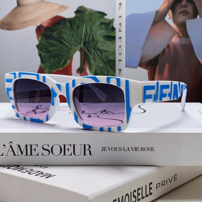 FENDI ROMA EMBOSSED RECTANGULAR FRAME SUNGLASSES 527221 IN ACETATE