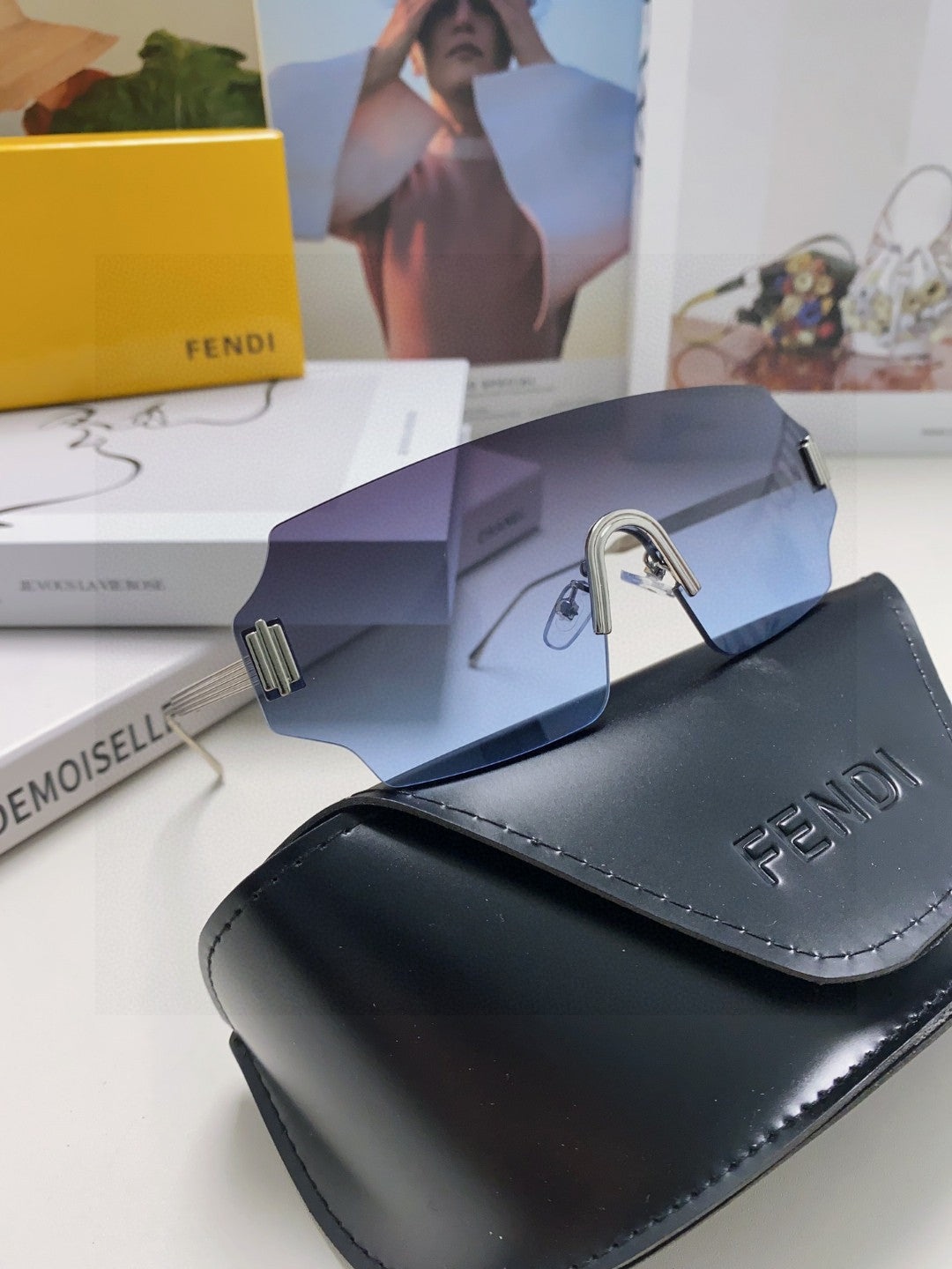 FENDI ANGULAR VISOR SUNGLASSES 575795 IN METAL