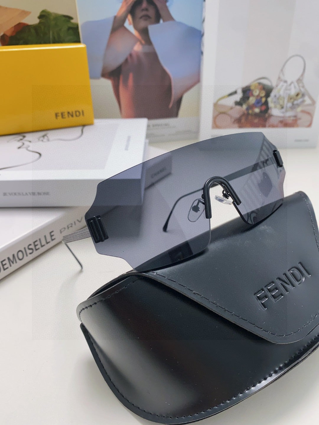 FENDI ANGULAR VISOR SUNGLASSES 575795 IN METAL