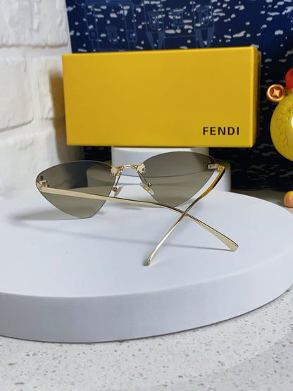 FENDI SKY RIMLESS TRIANGLE FRAME SUNGLASSES 566724 IN METAL