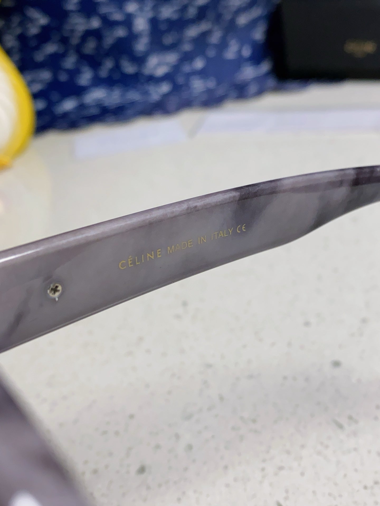 CELINE TRIOMPHE SQUARE SUNGLASSES 566740 IN MARBLED EFFECT ACETATE