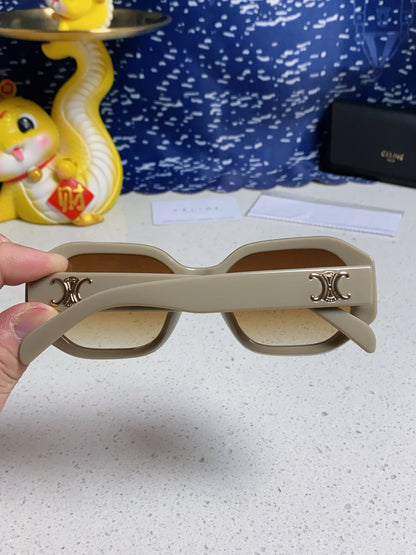 CELINE TRIOMPHE SQUARE SUNGLASSES 566741 IN IVORY ACETATE