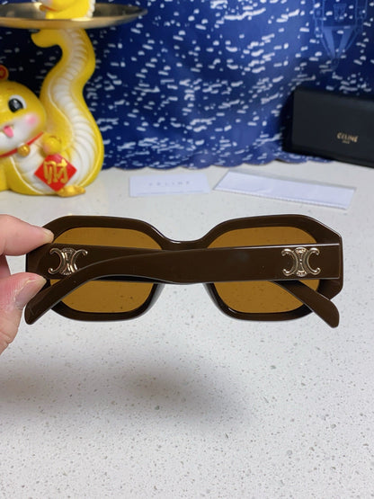 CELINE TRIOMPHE SQUARE SUNGLASSES 566742 IN CAMEL ACETATE