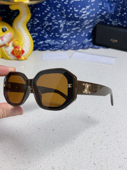 CELINE TRIOMPHE SQUARE SUNGLASSES 566742 IN CAMEL ACETATE