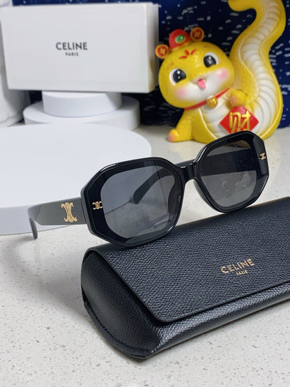 CELINE TRIOMPHE SQUARE SUNGLASSES 566744 IN BLACK ACETATE