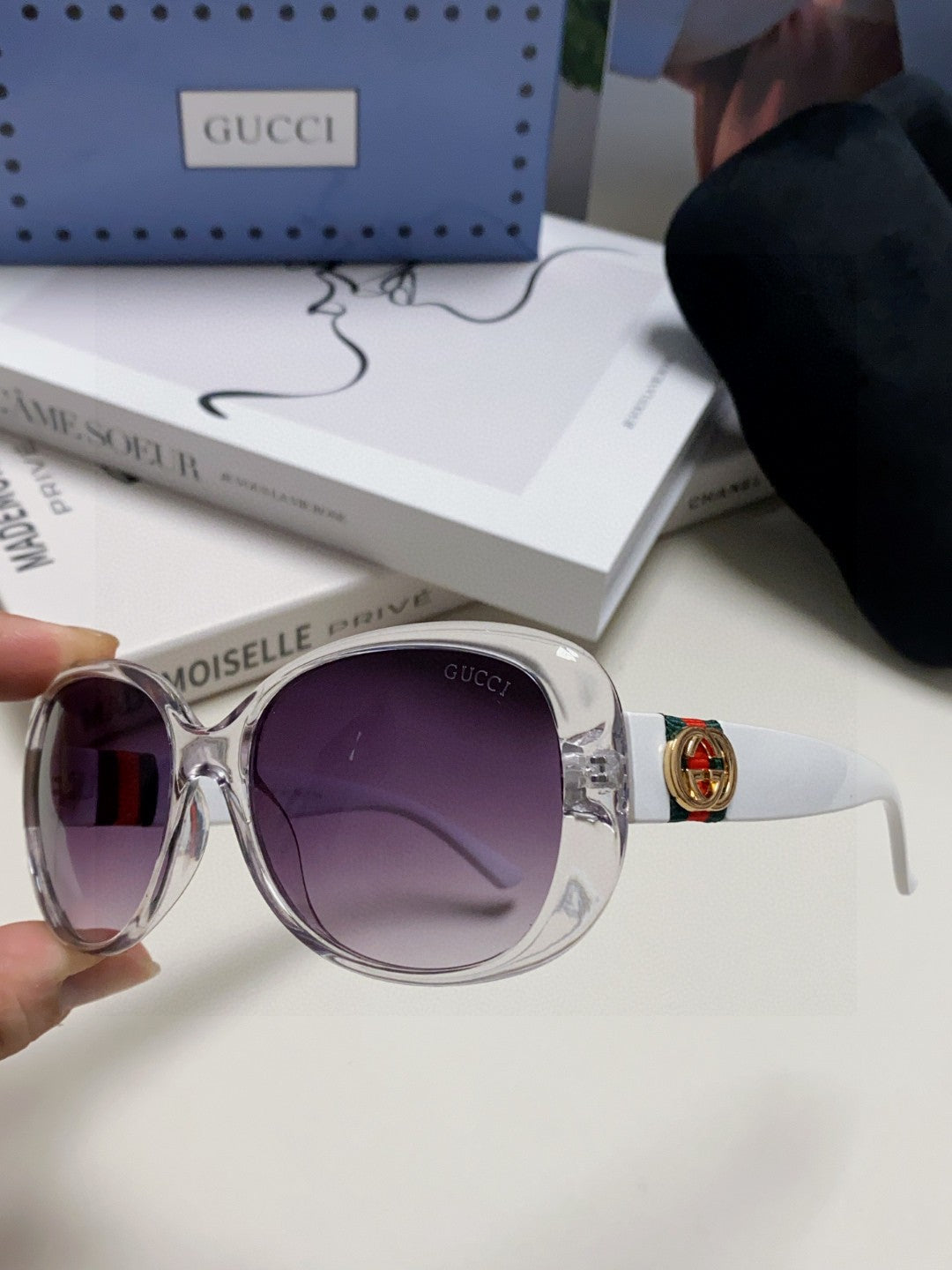 GUCCI ROUND FRAME SUNGLASSES 567450 IN ACETATE
