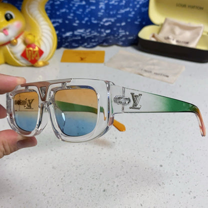 LOUIS VUITTON CLASH PILOT SUNGLASSES 567477 IN CLEAR MIX MULTICOLOR ACTETE SILVER METAL