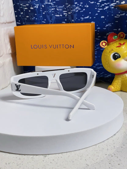 LOUIS VUITTON CLASH PILOT SUNGLASSES 567478 IN WHITE ACTETE BLACK METAL