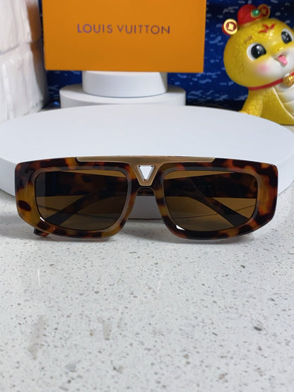 LOUIS VUITTON CLASH PILOT SUNGLASSES 567479 IN HAVANA ACTETE GOLD METAL