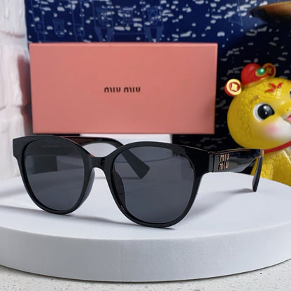 MIU MIU RUNWAY SUNGLASSES 567505 IN BLACK ACETATE BLACK LENSES