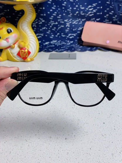 MIU MIU RUNWAY SUNGLASSES 567508 IN BLACK ACETATE GOLD LOGO