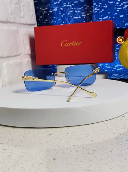 CARTIER PANTHÈRE RIMLESS RECTANGULAR FRAME SUNGLASSES 531822 IN METAL