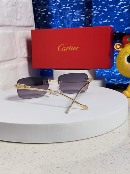 CARTIER PANTHÈRE RIMLESS RECTANGULAR FRAME SUNGLASSES 531822 IN METAL
