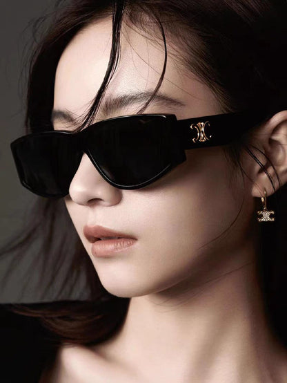 CELINE TRIOMPHE SUNGLASSES 533220 IN BLACK ACETATE GOLD LOGO