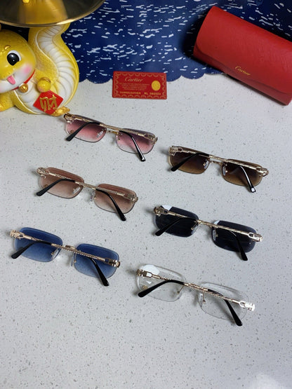CARTIER SIGNATURE RECTANGULAR FRAME SUNGLASSES 533233 IN METAL