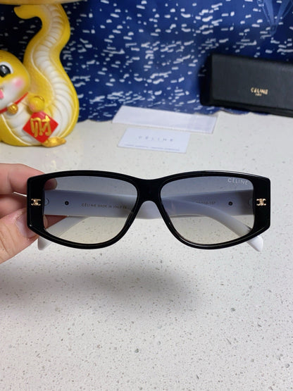 CELINE TRIOMPHE SUNGLASSES 566216 IN BLACK AND WHITE ACETATE