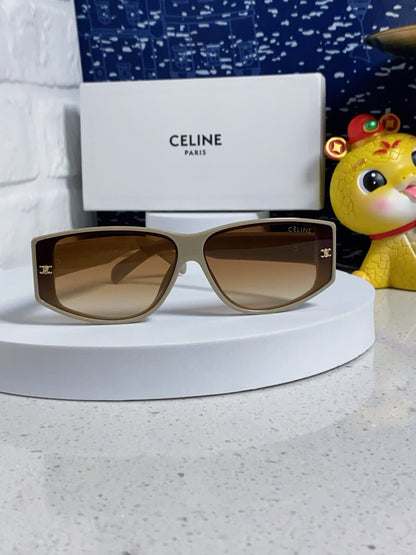 CELINE TRIOMPHE SUNGLASSES 533218 IN IVORY ACETATE CAMEL LENSES