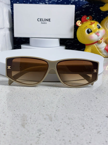 CELINE TRIOMPHE SUNGLASSES 533218 IN IVORY ACETATE CAMEL LENSES