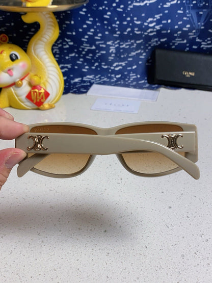 CELINE TRIOMPHE SUNGLASSES 533218 IN IVORY ACETATE CAMEL LENSES