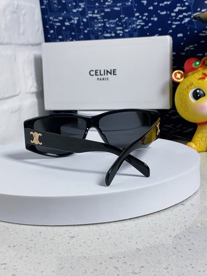 CELINE TRIOMPHE SUNGLASSES 533220 IN BLACK ACETATE GOLD LOGO